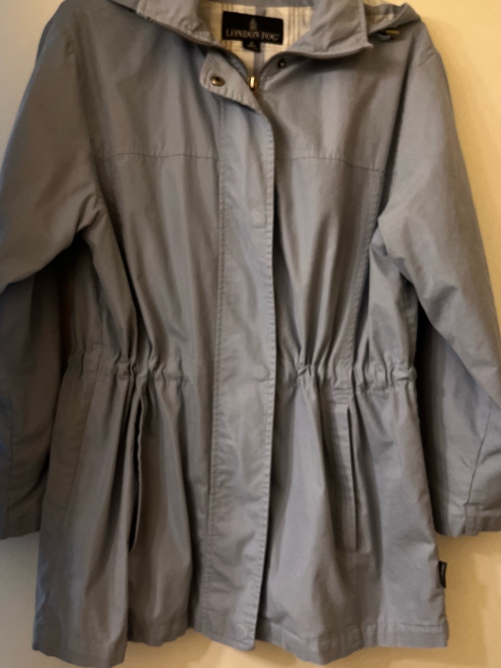 London Fog Powder Blue Women's Limited Edition Hooded Microsuede Coat